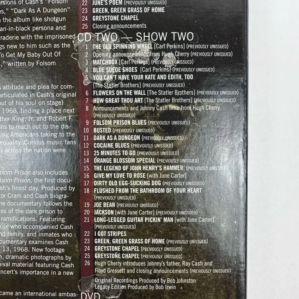 At Folsom Prison by Johnny Cash 2 CD and 1 DVD Music Collection‎